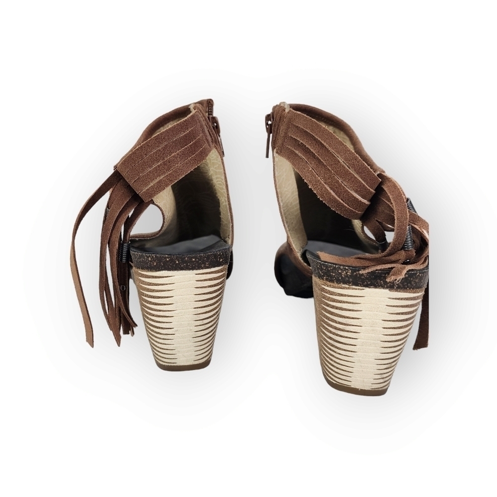 OTBT free spirit heeled open toe fringe bootie 9.5 - Picture 2 of 10